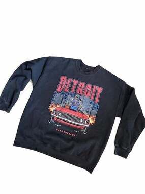 Dead Threads Detroit Basketball Skull Muscle Car Crewneck Sweatshirt L